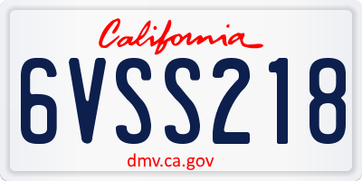 CA license plate 6VSS218