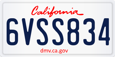 CA license plate 6VSS834