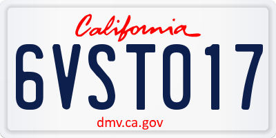 CA license plate 6VST017