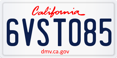 CA license plate 6VST085