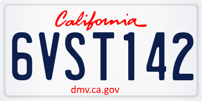 CA license plate 6VST142