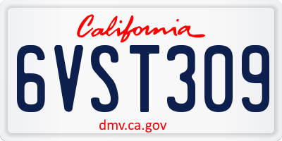 CA license plate 6VST309