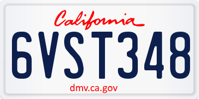 CA license plate 6VST348
