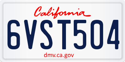 CA license plate 6VST504