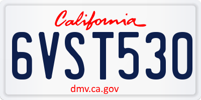 CA license plate 6VST530