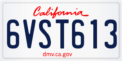 CA license plate 6VST613