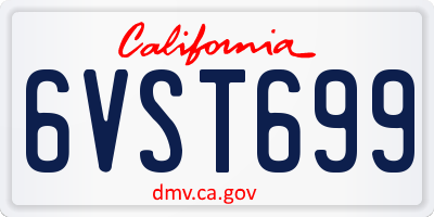 CA license plate 6VST699