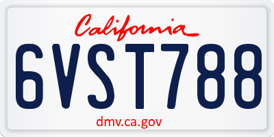 CA license plate 6VST788