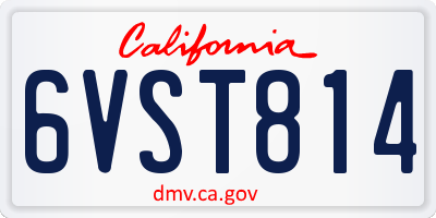 CA license plate 6VST814