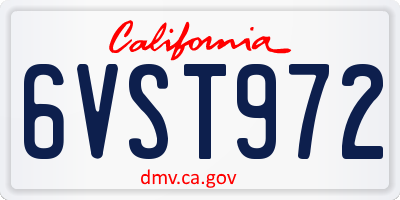 CA license plate 6VST972