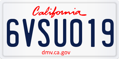 CA license plate 6VSU019