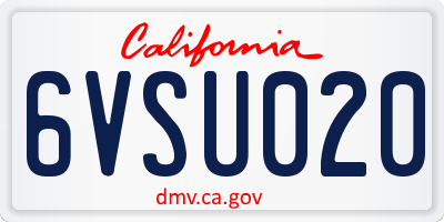 CA license plate 6VSU020
