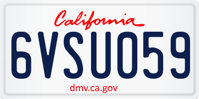 CA license plate 6VSU059