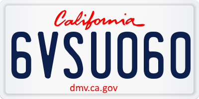CA license plate 6VSU060