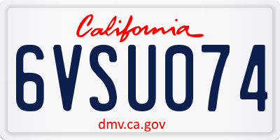 CA license plate 6VSU074