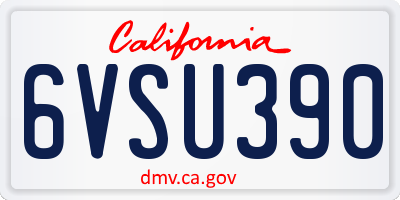 CA license plate 6VSU390