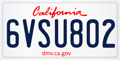 CA license plate 6VSU802