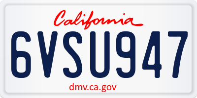 CA license plate 6VSU947