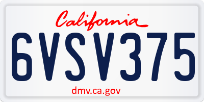 CA license plate 6VSV375