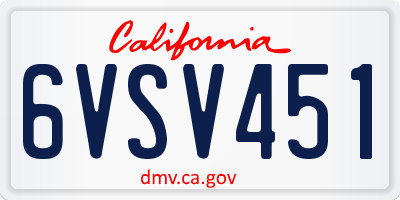 CA license plate 6VSV451