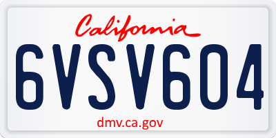 CA license plate 6VSV604