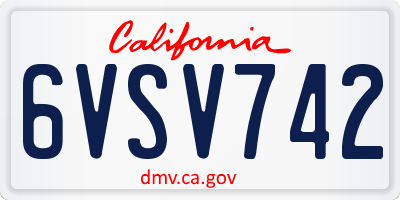 CA license plate 6VSV742