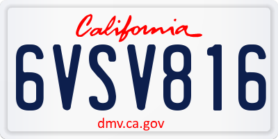 CA license plate 6VSV816