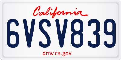 CA license plate 6VSV839