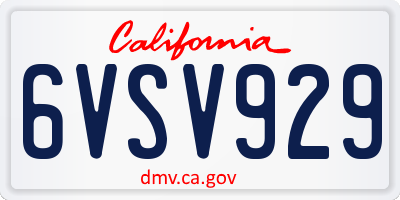 CA license plate 6VSV929