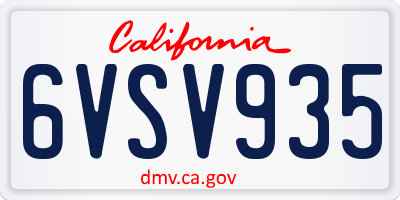 CA license plate 6VSV935