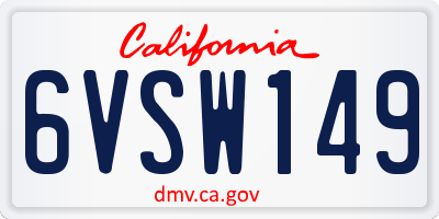 CA license plate 6VSW149