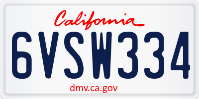 CA license plate 6VSW334
