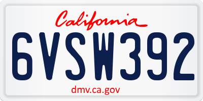 CA license plate 6VSW392