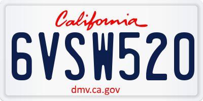 CA license plate 6VSW520
