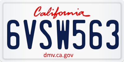 CA license plate 6VSW563