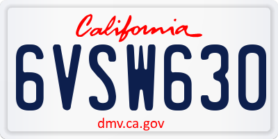 CA license plate 6VSW630