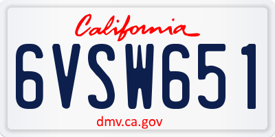 CA license plate 6VSW651