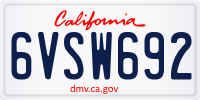 CA license plate 6VSW692