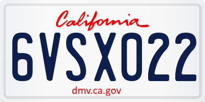 CA license plate 6VSX022
