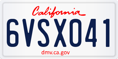 CA license plate 6VSX041
