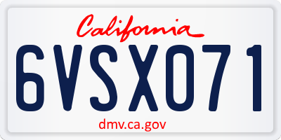 CA license plate 6VSX071