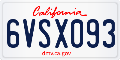 CA license plate 6VSX093