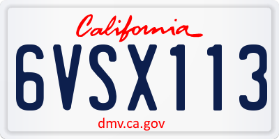 CA license plate 6VSX113