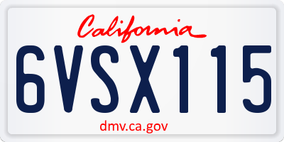 CA license plate 6VSX115