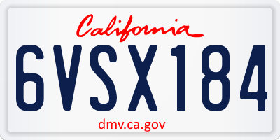 CA license plate 6VSX184