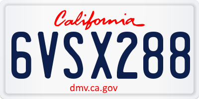 CA license plate 6VSX288