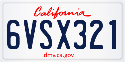 CA license plate 6VSX321