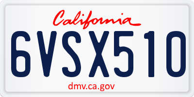 CA license plate 6VSX510