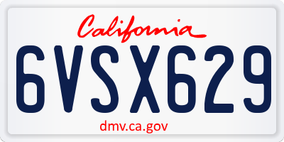 CA license plate 6VSX629