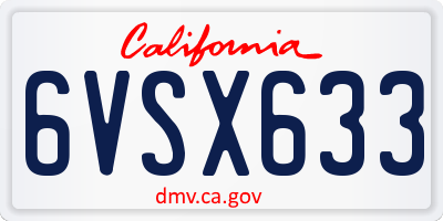 CA license plate 6VSX633